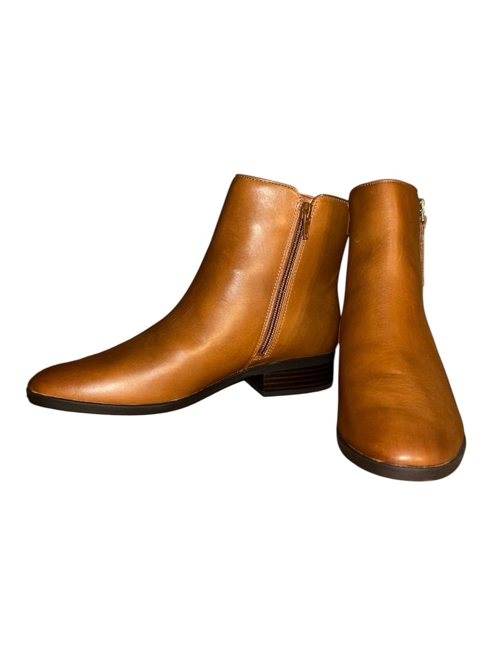 Naturalizer Robyn Size 8 English Tea Leather Women’s Zip Ankle Boots Booties NIB